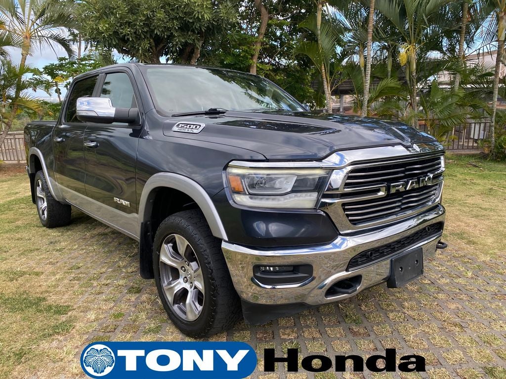 2020 RAM 1500 Laramie in Maximum Steel Metallic Clearcoat — front three-quarter view