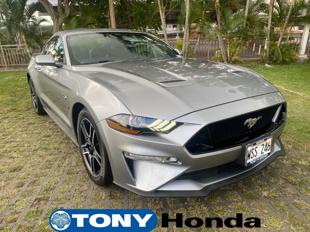 2021 Ford Mustang GT Premium in Silver Metallic — front three-quarter view