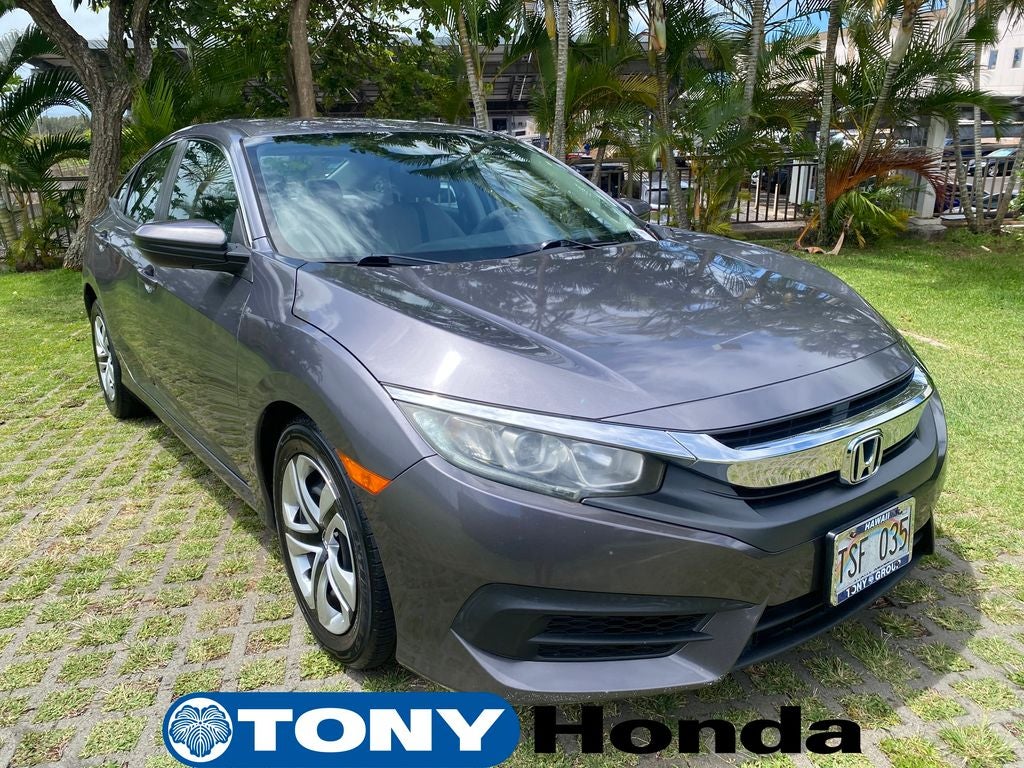 2018 Honda Civic LX in Modern Steel Metallic — front three-quarter view