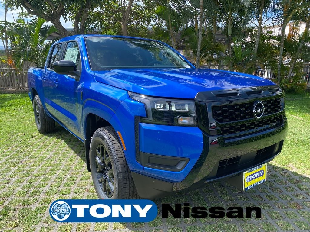 2026 Nissan Frontier SV in Bluestone Pearl — front three-quarter view