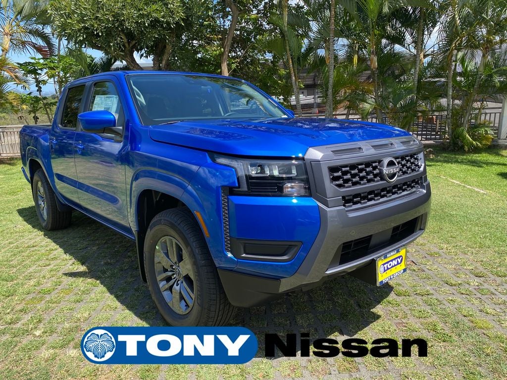 2026 Nissan Frontier SV in Bluestone Pearl — front three-quarter view