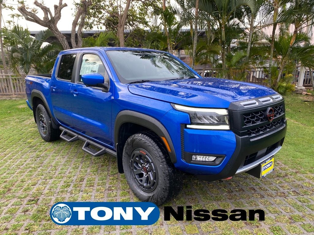 2026 Nissan Frontier PRO-4X in Bluestone Pearl — front three-quarter view