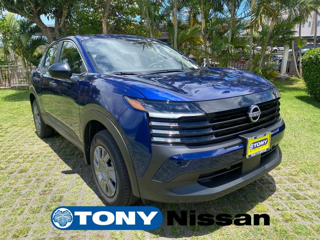 2026 Nissan Kicks S in Deep Blue Pearl — front three-quarter view