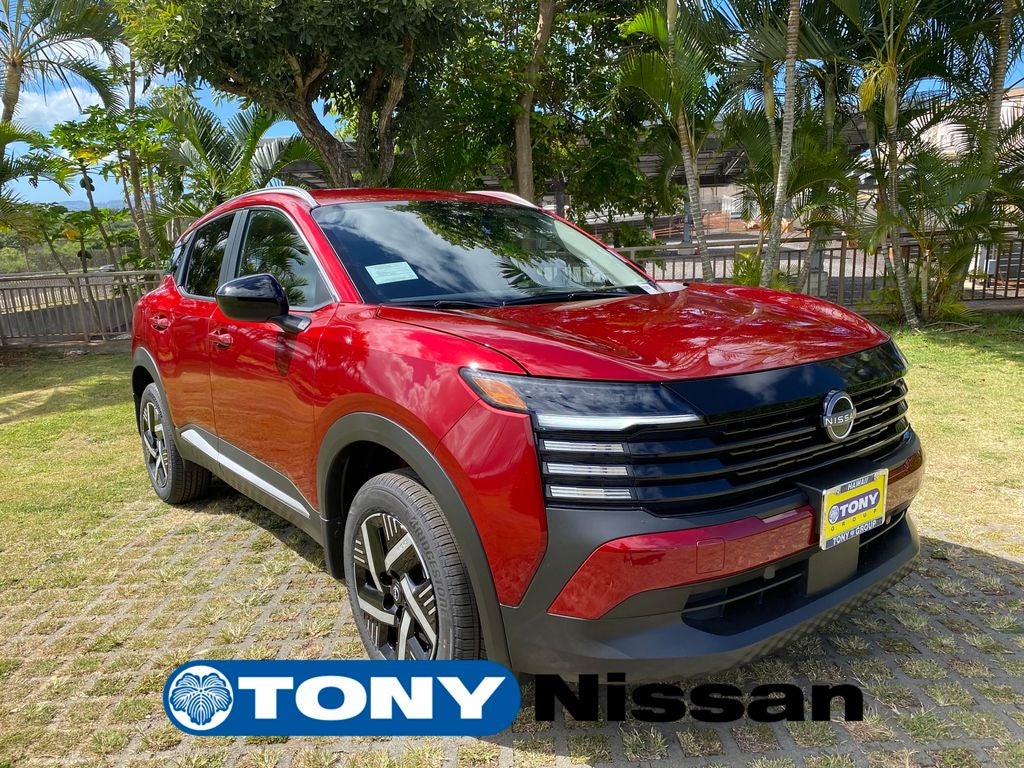 2026 Nissan Kicks SV in Scarlet Ember Tintcoat — front three-quarter view