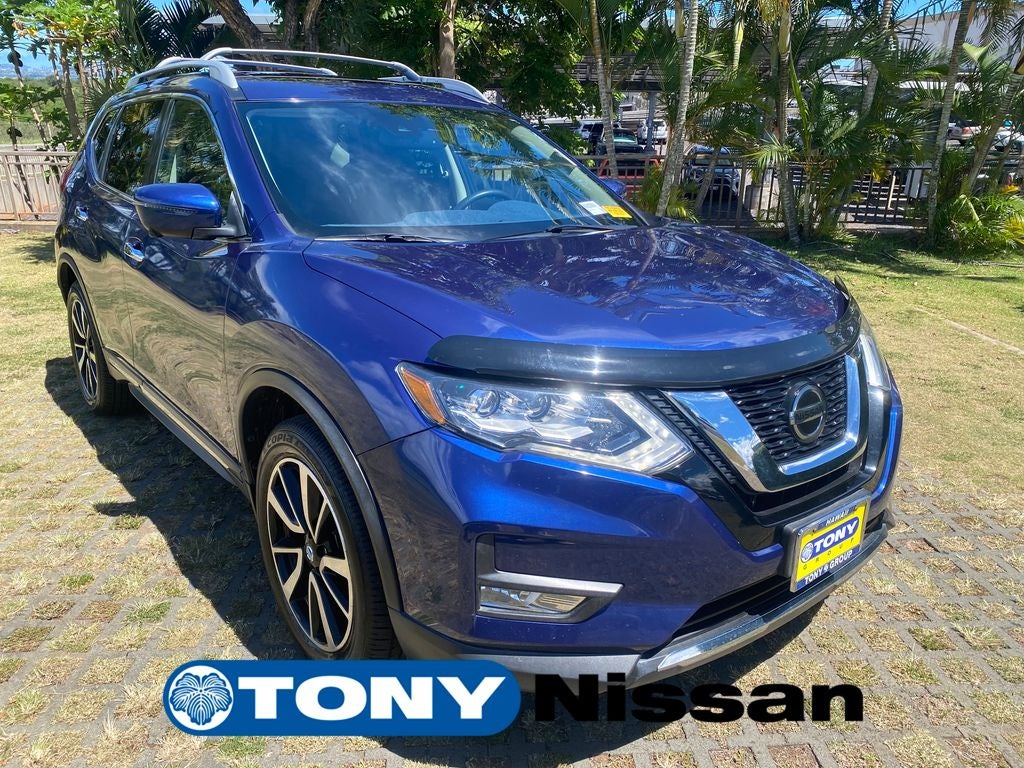 2019 Nissan Rogue SL in Caspian Blue Metallic — front three-quarter view