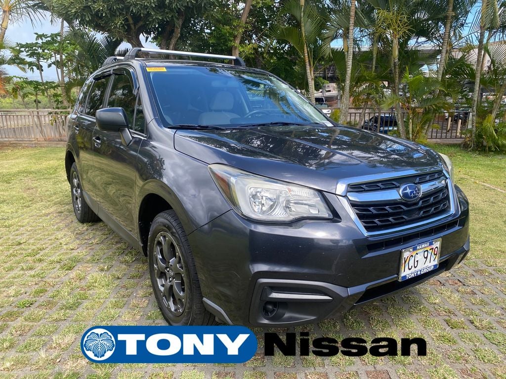 2017 Subaru Forester 2.5i in Dark Gray Metallic — front three-quarter view